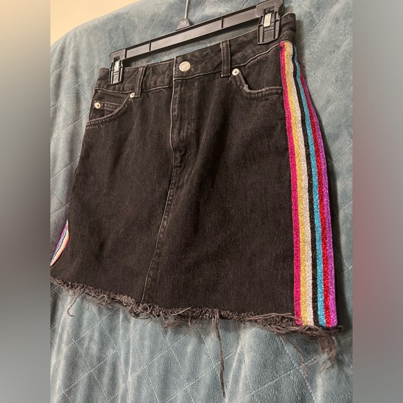 Topshop Dresses & Skirts - Women's Topshop Moto Black Denim Jean Mini Skirt Retro 90's Vibes